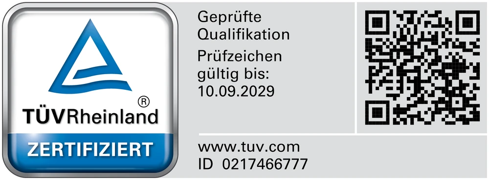TÜV Rheinland geprüfte Qualifikation Verkaufspsychologie-Experte, gültig bis 10.09.2029, ID 0217466777