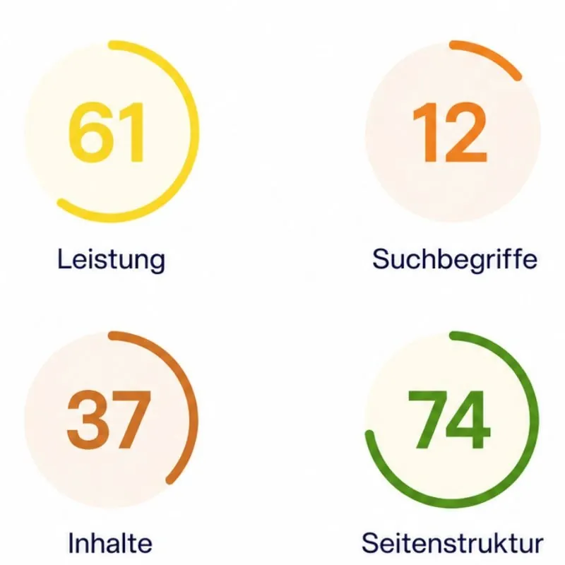 SEO-Analyse einer Website mit Bewertung von Suchbegriffen, Inhalten, Technik und Seitenstruktur
